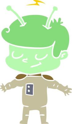 friendly flat color style cartoon spaceman