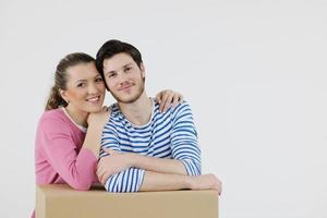 Young couple moving in new home photo