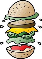 cartoon doodle huge burger vector