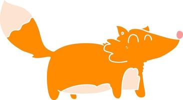 fat flat color style cartoon fox vector