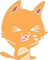 flat color style cartoon cat hissing vector