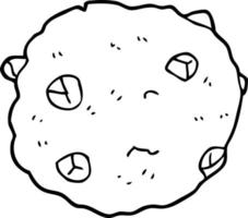 line drawing cartoon chocolate chip cookie vector