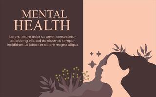 Flat mental health concept social media post vector