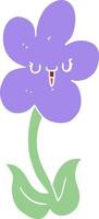 flat color style cartoon flower with happy face vector