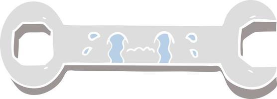 flat color style cartoon crying spanner vector