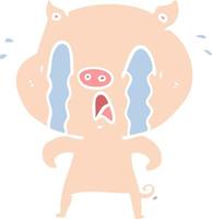 crying pig flat color style cartoon vector