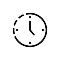 History icon with clock and dash line in black outline style vector