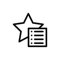 Favorites icon with star and list in black outline style vector