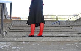 Red socks woman photo