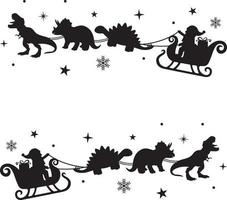 paseo en trineo de dinosaurios de navidad, trineo de santa, santa, vacaciones de navidad, archivos de ilustración vectorial vector