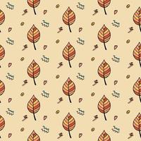 Autumn leaves in doodle style. Seamless illustration. Hello, Autumn. For textile, background or screensaver. Vector