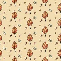 Autumn leaves in doodle style. Seamless illustration. Hello, Autumn. For textile, background or screensaver. Vector