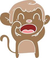 shouting flat color style cartoon monkey vector