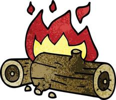 cartoon doodle burning logs vector