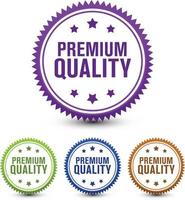 Powerful four colored premium quality badge isolated on white background. vector illustration.