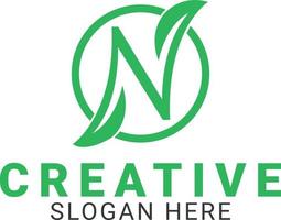 N Letter Natural Logo Design vector