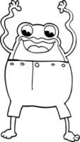 line drawing cartoon frog vector