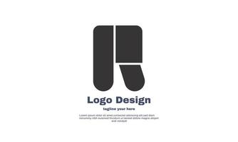 unique company business logo R black color flat design isolated on vector