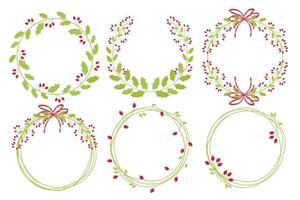 red christmas holy berry wreath frame collection eps10 vector illustration