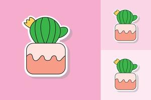 cactus plants with various background colors vector