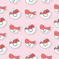 Cute food seamless pattern isolated on soft pink background vector