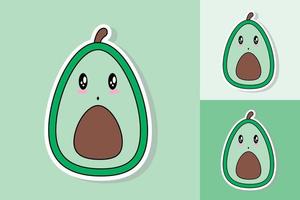 Kawai character of food with different color tone background vector