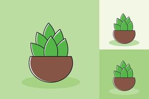 planta de cactus único con fondo de tono de color diferente vector