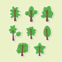 types of trees isolated on soft green background vector