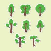 types of trees isolated on soft green background vector