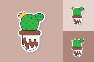 cactus plants with various background colors vector