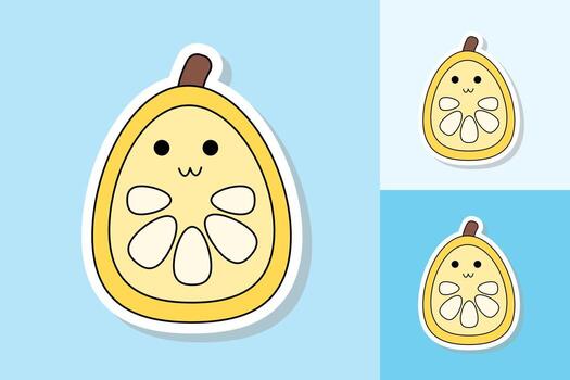 Kawai character of food with different color tone background vector