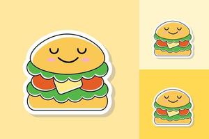 Kawai character of food with different color tone background vector