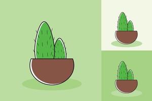 planta de cactus único con fondo de tono de color diferente vector