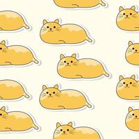 Orange cute cat seamless pattern vector