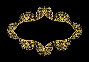 Gold frame with oriental ornament on black background. vector