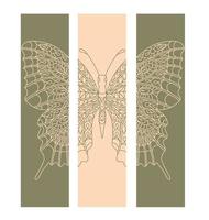 Set of bookmarks with caly tropical butterfly. vector