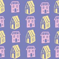 Vector houses hand drawn seamless background