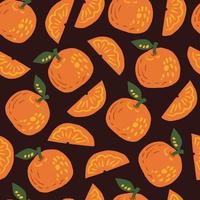 Vector seamless pattern with hand drawn oranges