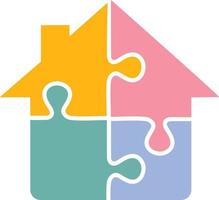 Puzzle house icon on white background. vector