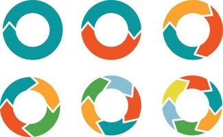 colorful Circle arrows set isolate on white background. vector