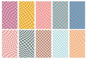 Groovy retro pattern background in psychedelic checkered backdrop style. A chessboard in a minimalist abstract design with a 60s 70s aesthetic vibe. hippie style y2k. funky print vector illustration