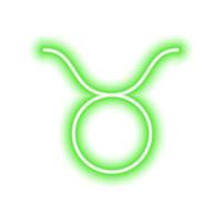 Green neon zodiac sign Taurus on white. Predictions, astrology, horoscope. vector