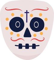 Day of the Dead skeleton semi flat color vector character face. Editable full sized mask on white. Dia De Los Muertos celebration simple cartoon style illustration for web graphic design and animation