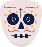 día de la cara de personaje vectorial de color semiplano esqueleto muerto. máscara de tamaño completo editable en blanco. celebración del día de los muertos ilustración de estilo de dibujos animados simple para diseño gráfico web y animación vector