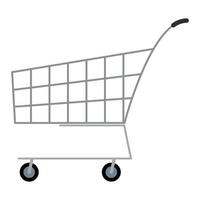 carrito de compras, vector plano, aislado en blanco, un atributo esencial de un comprador