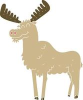 flat color illustration of a cartoon moose vector