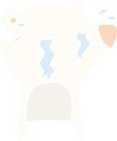flat color style cartoon crying polar bear vector