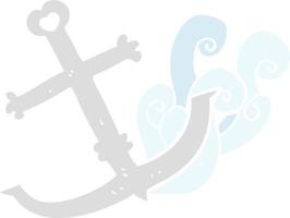 flat color illustration of a cartoon anchor vector