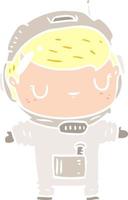 lindo astronauta de dibujos animados de estilo de color plano vector