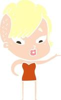 flat color style cartoon surprised girl vector